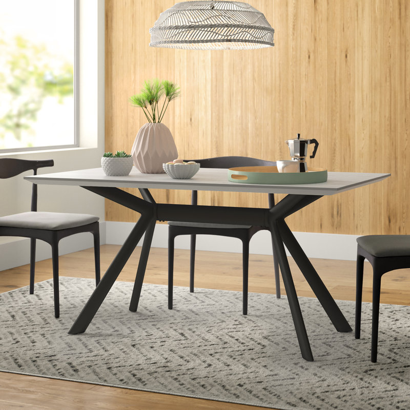 Barri Metal Base Dining Table, Light Gray