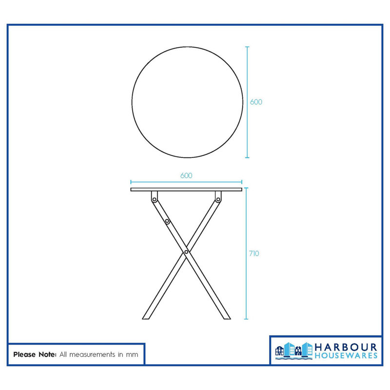 60cm Round Folding Table, Black