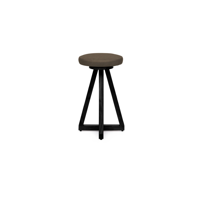 Artless X Swivel 26" Counter Stool, Black Oak, Blackened Steel, Olive