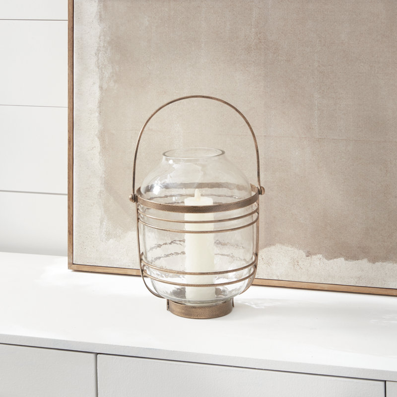 Hurricane Candle Holder, 10.25" H x 8" W x 8" D