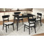 Ensemble de salle à manger 5 pièces de style Mid-Century moderne, structure en bois d'hévéa, une table et 4 chaises rembourrées, noir