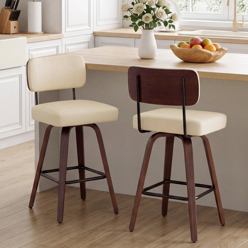 Tabourets de bar pivotants, chaises de bar rembourrées de 68 cm (26,7 po) de hauteur comptoir, Gray, 1