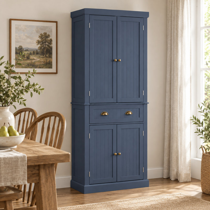 Armoire de cuisine de 172 cm de hauteur avec 4 tiroirs, salle à manger - Bleu marine, Navy Blue/67.7"H