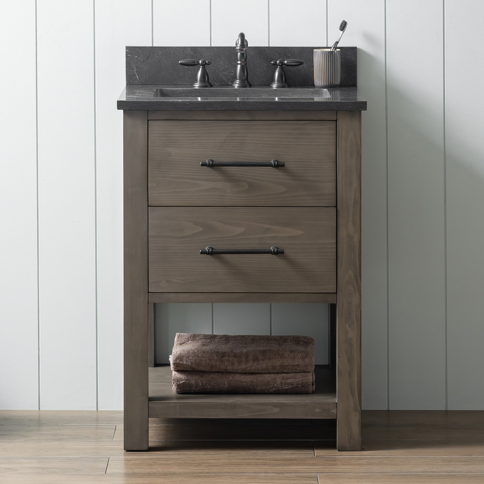 Keri 24'' Single Bathroom Vanity, Smoke Gray/Matte Black