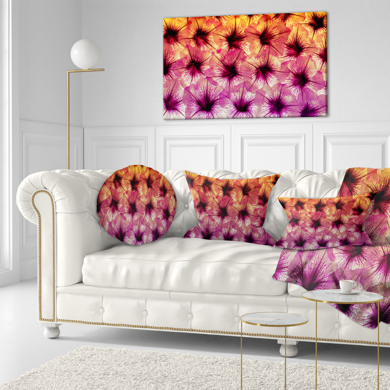 Gros plan, motif de fleurs mauves - coussin décoratif imprimé floral