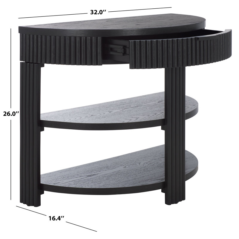 Ensemble de table de salon 3 pièces Christy Reeded, Noir