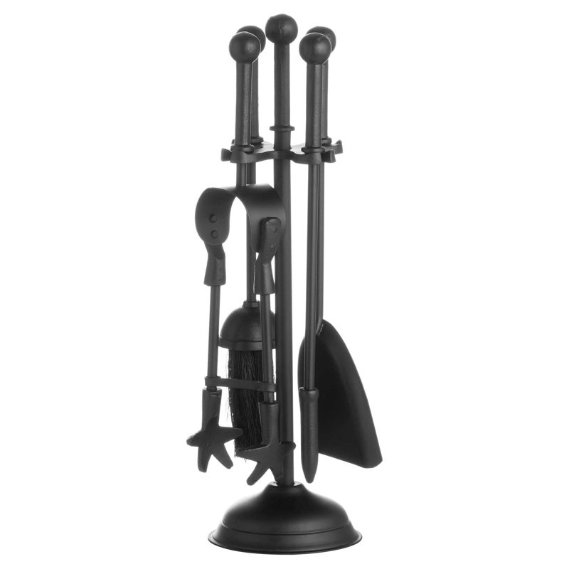 Gaeta Steel Fireplace Tool Set, Black