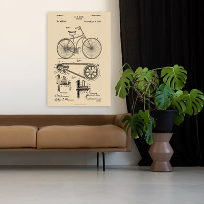 Bicyclette, brevet rétro 1890, art mural rétro
