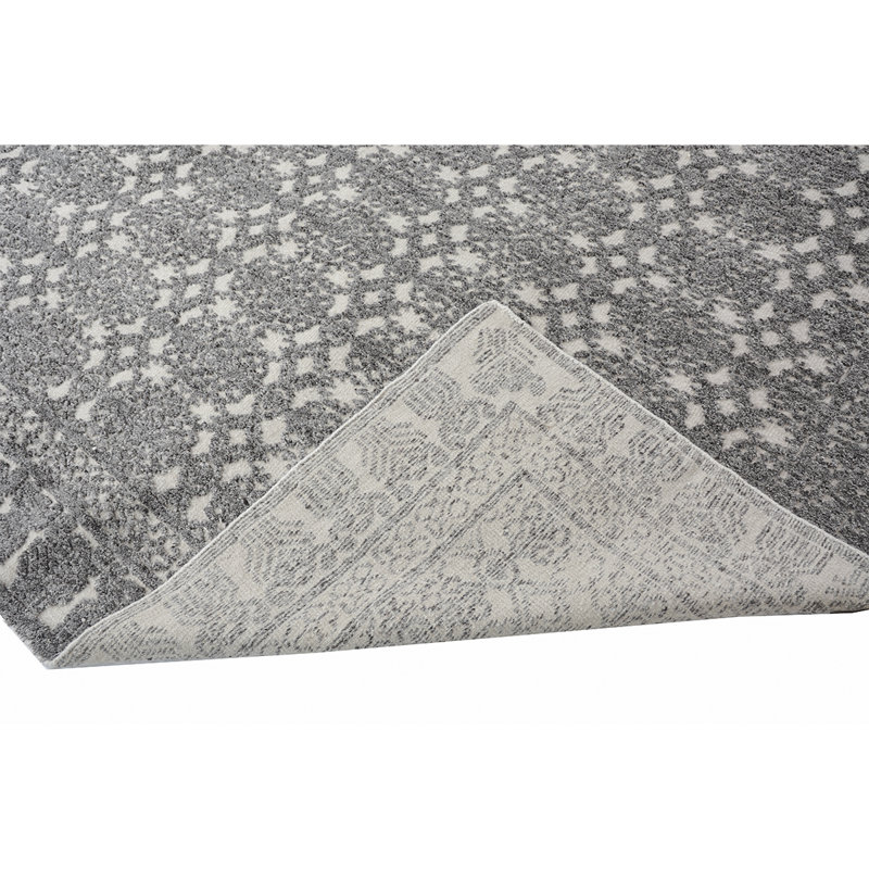 Wool Oriental Area Rug in Gray, Rectangle 6' x 9'