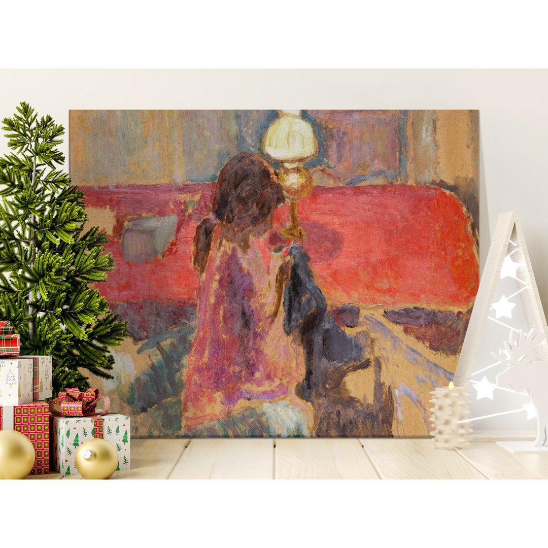 Impressionist Child Lamp Red Table Canvas Print