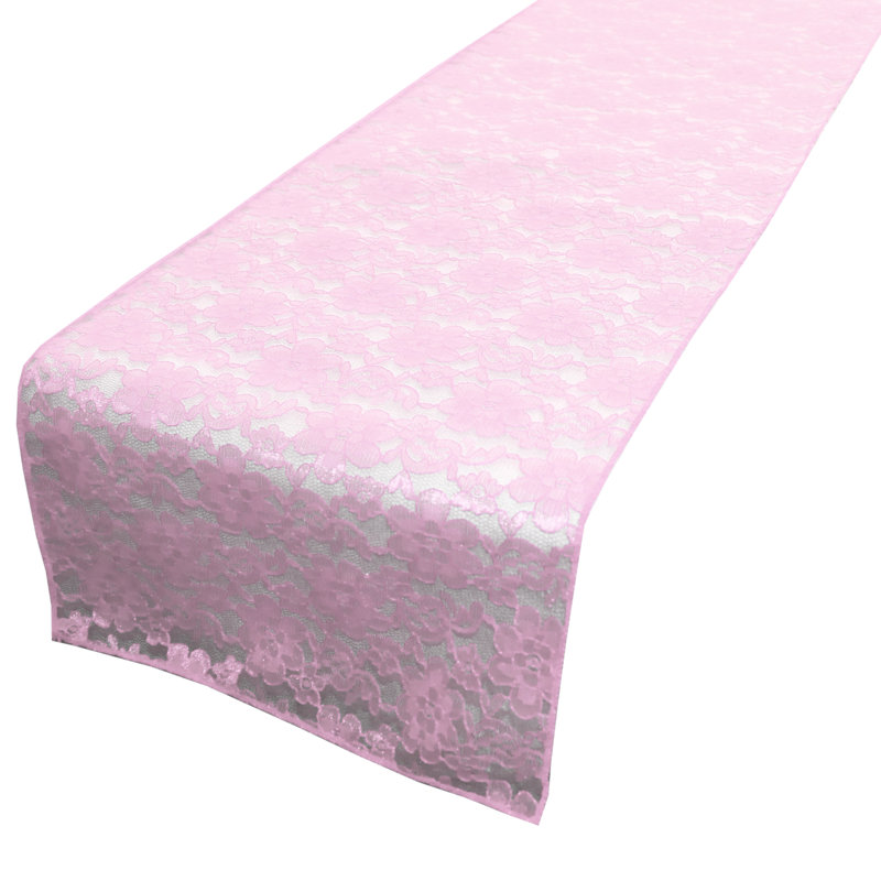Bagdonas Floral Lace Table Runner, 12" W x 90" L, Pink