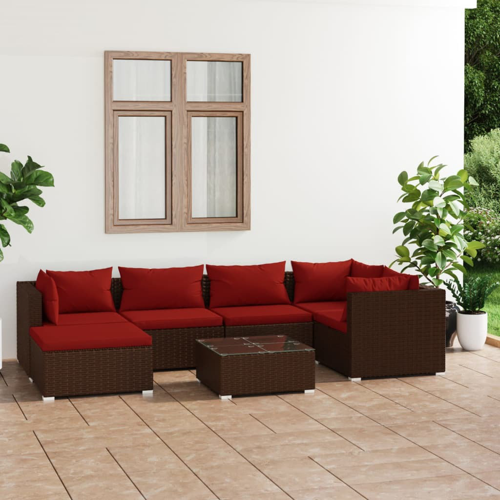 6-Sitzer Lounge-Set Backstrom aus Polyrattan mit Polster