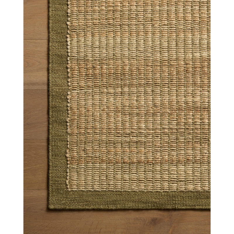 Amber Lewis x Loloi Lilah Natural / Olive Area Rug, Square 1'6"