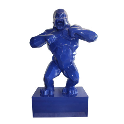 Iconic King Kong Resin Blue Giant Statue in Blue on Base 60" x 27" x 89"H