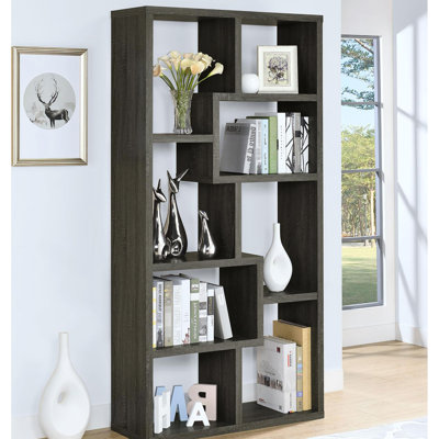 Bibliothèque à 8 tablettes en gris patiné - élégante et pratique pour les bibliothèques et les salons