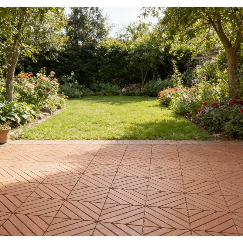 30.5cm L x 30.5cm W Plastic Interlocking Deck Deck Tile Kit, Brown