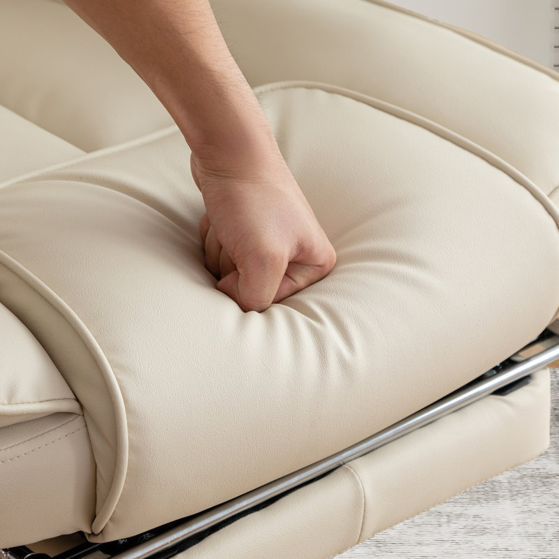 Fauteuil de direction inclinable en similicuir à haut dossier avec repose-pieds, Beige