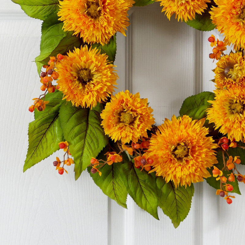 Golden Sunflower Silk Wreath