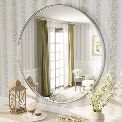 Molly Easy French Cleat Mounting Metal Alloy Wall Round Vanity And Dresser Bathroom Mirror