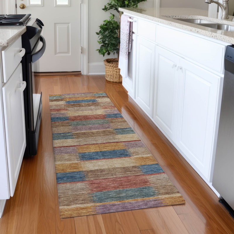 Machine Washable Indoor/Outdoor Claudian ACN1628 Beige Rug, Runner 2'3" x 7'6"