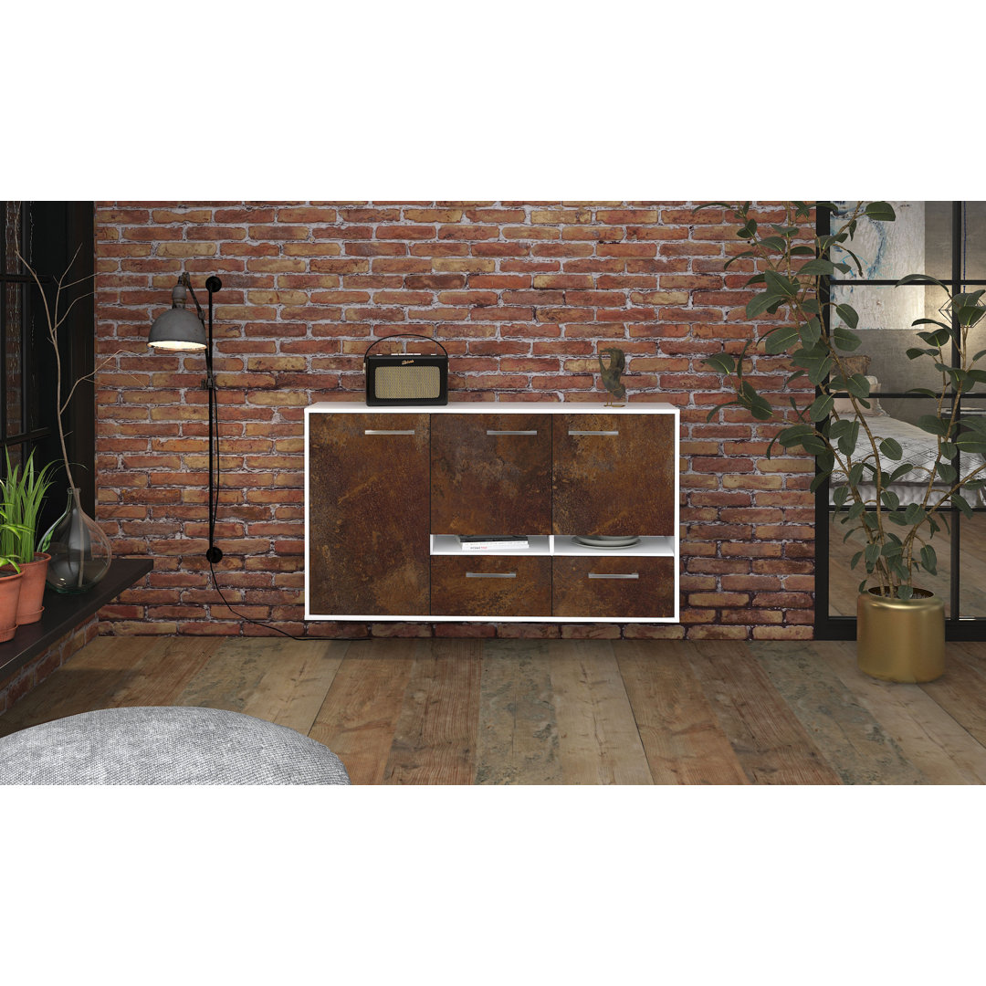 Das Sideboard Bartinus hat ein schwebendes Design und Metallgriffe