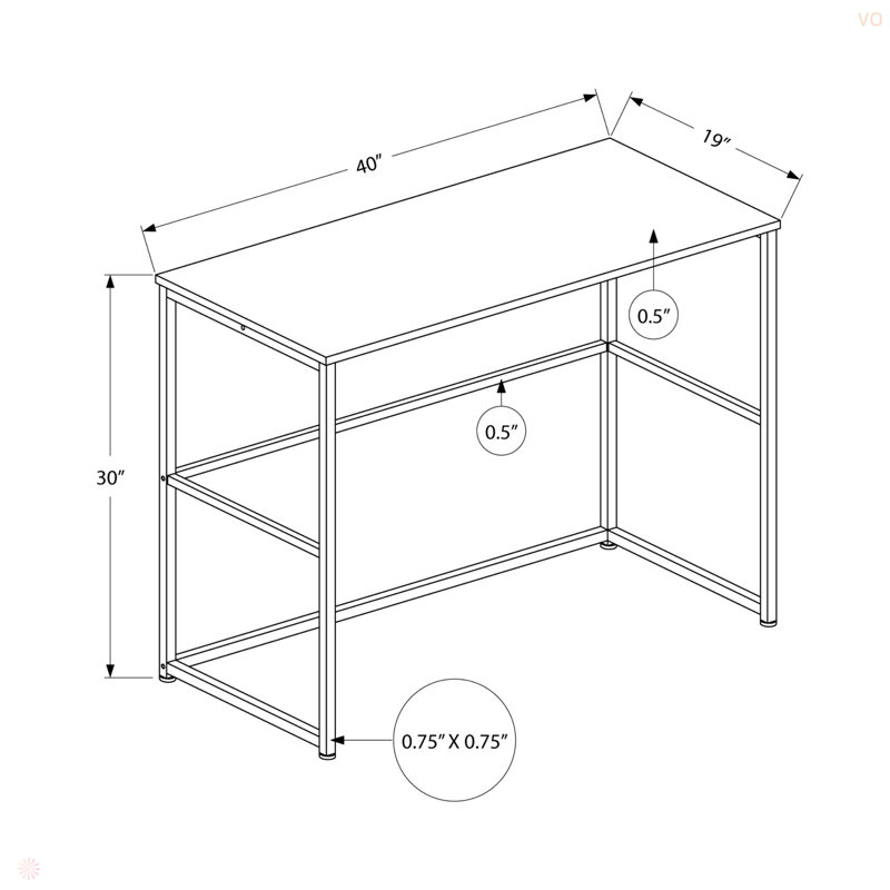 Bureau d'ordinateur, bureau personnel, ordinateur portable, installation à gauche, à droite, tiroirs de rangement, L 40 po, travail, contemporain, moderne