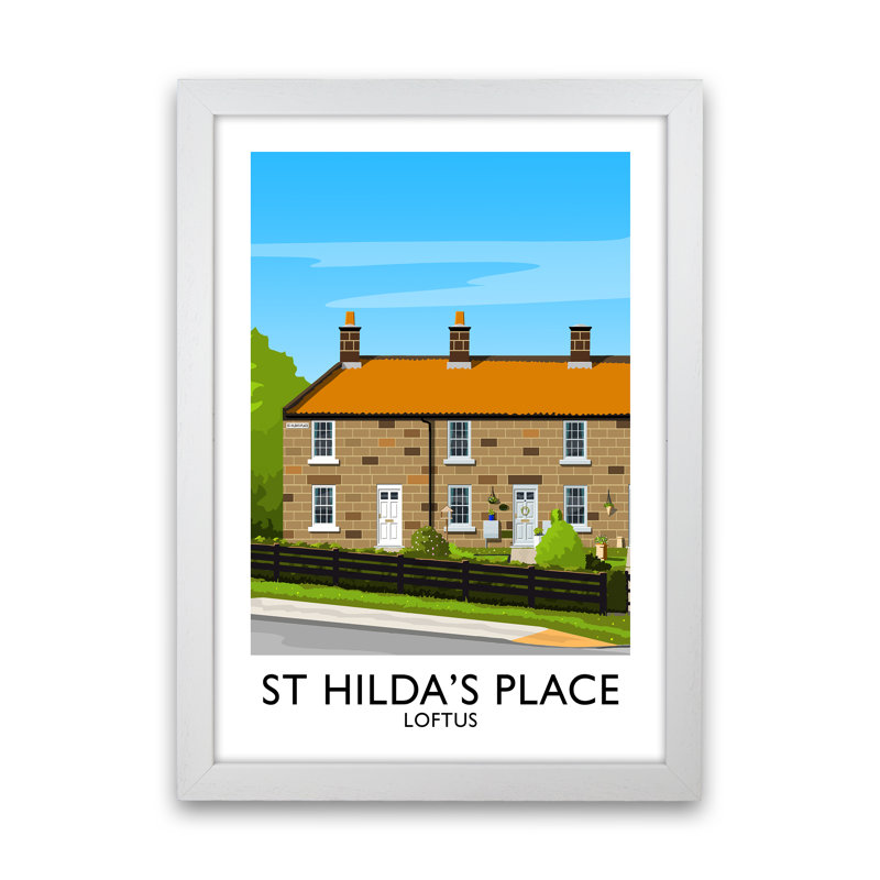St Hilda's Place Portrait by Richard O'Neill - Print, White Framed, 34cm H x 25cm W x 3cm D