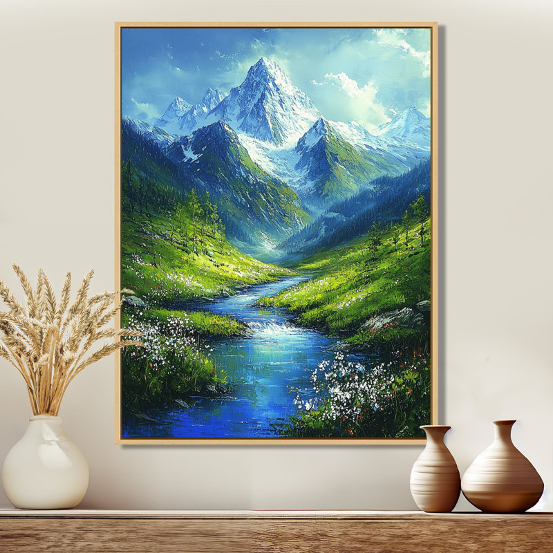 Gowtham Mountain River Reflections In Rocky Mountains III - montagnes, art mural encadré, H 20 po x l 12 po, Crème, crème