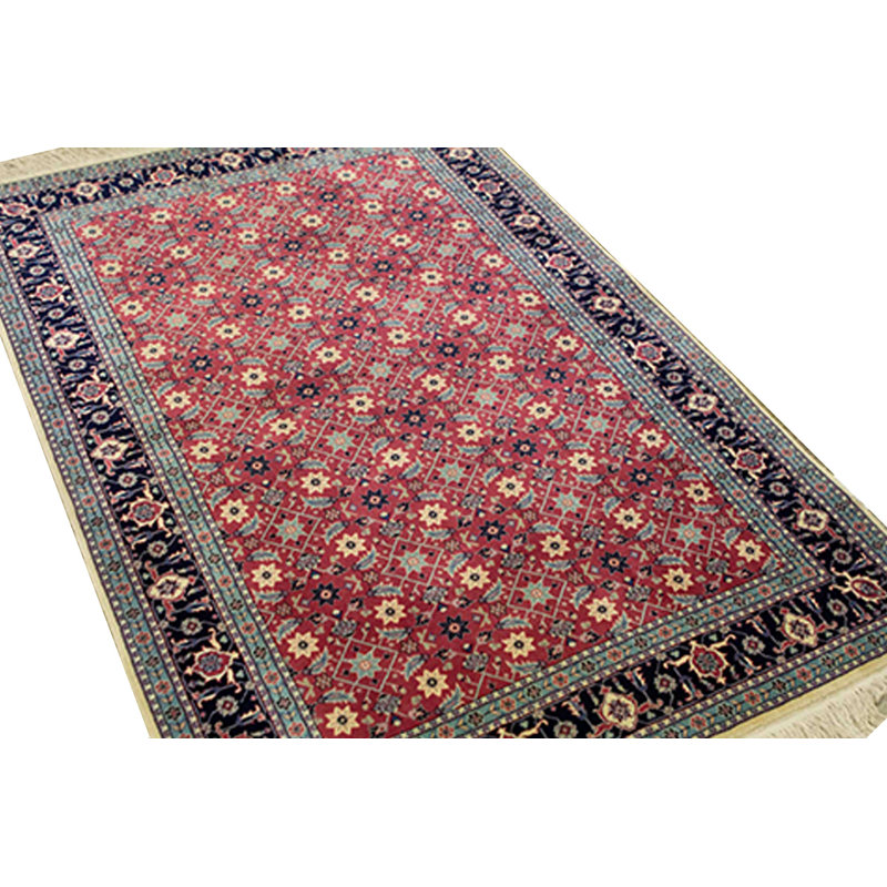 Hand-Knotted High-Quality Black and Red Area Rug