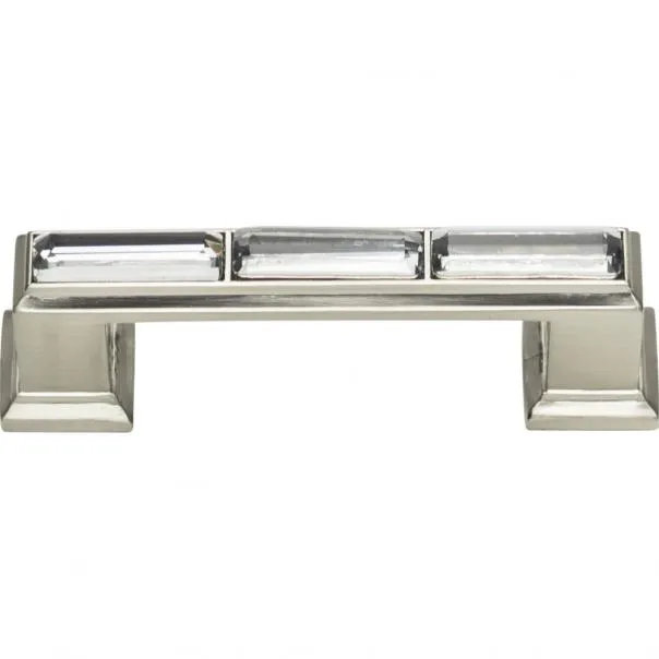 Brushed Nickel Crystal Bar Pull with Mounting Hardware