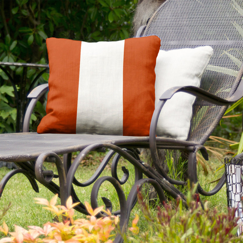 Coussin décoratif d'intérieur/d'extérieur, 20 po x 20 po, Orange / blanc