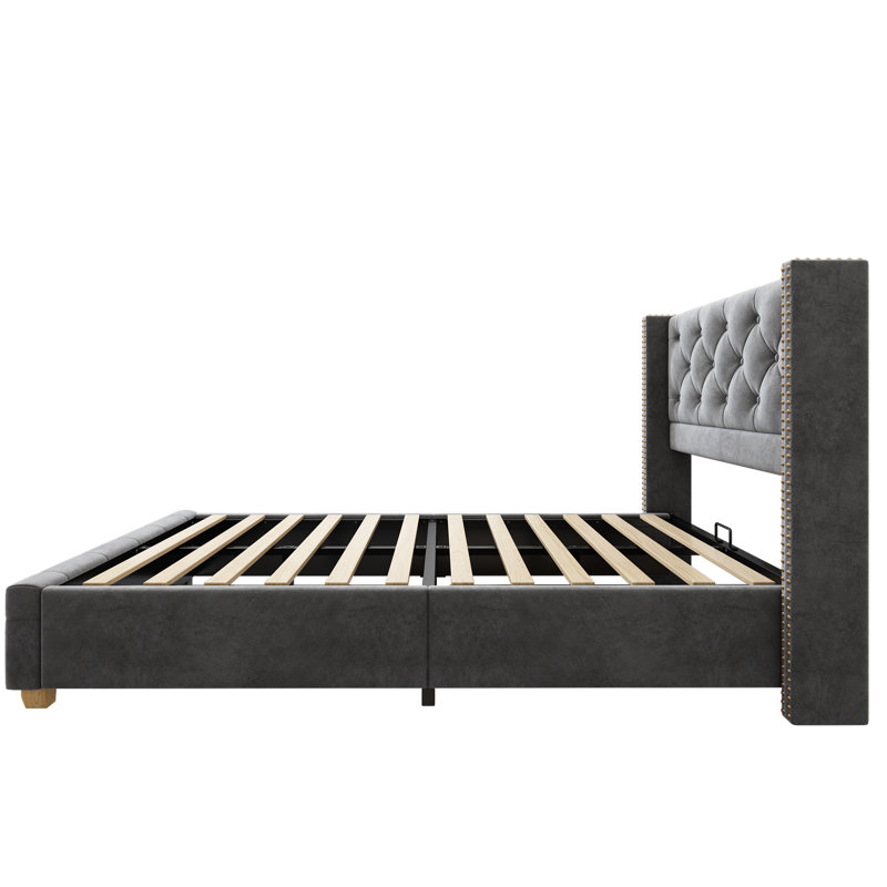 Doiron Upholstered Bed, Grey, 140 x 190cm
