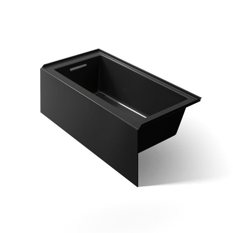 Underscore® 60" x 30" Rectangular Alcove Soaking Bathtub with Slotted Overflow and Integral Apron, Left, Black