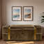 Banc ottoman moderne rembourré avec compartiment de rangement dissimulé, couvercle rabattable et bandes décoratives en métal doré-1516507296-1516507309
