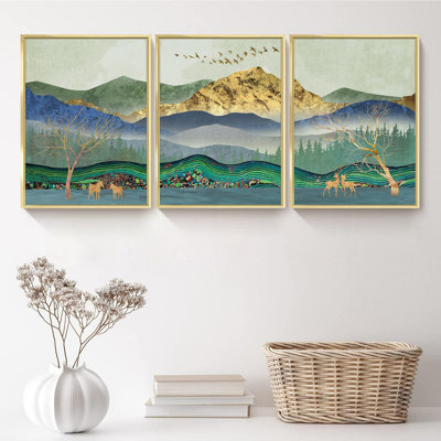 Paysage - Ensemble de 3 reproductions de cadres photo sur toile