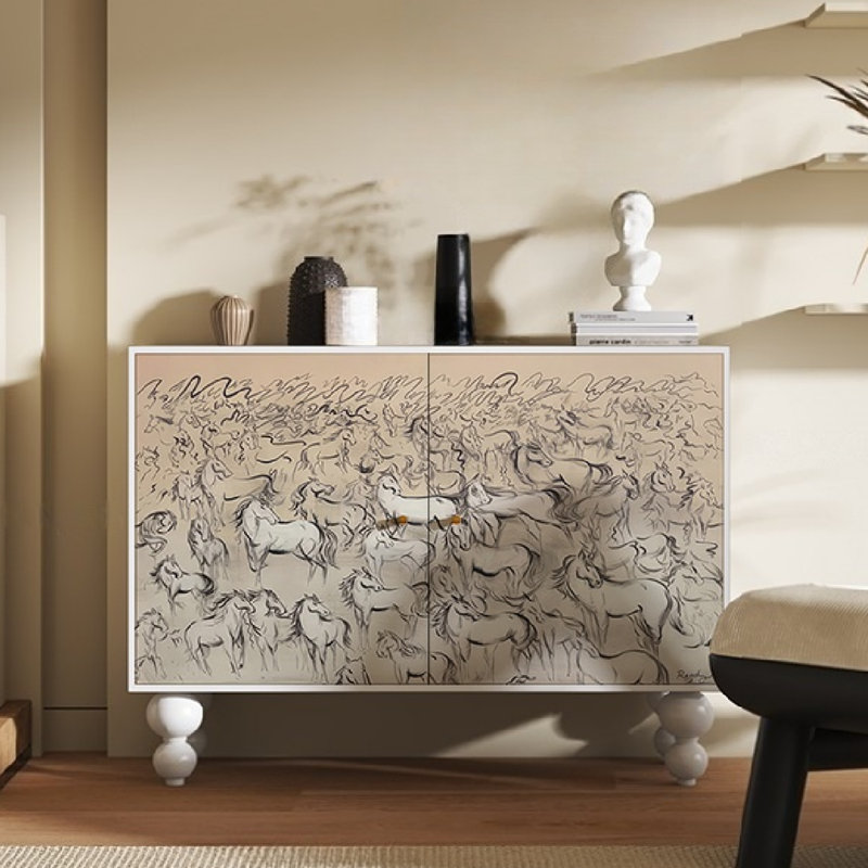 Armoire décorative à double porte et console de rangement, Blanc