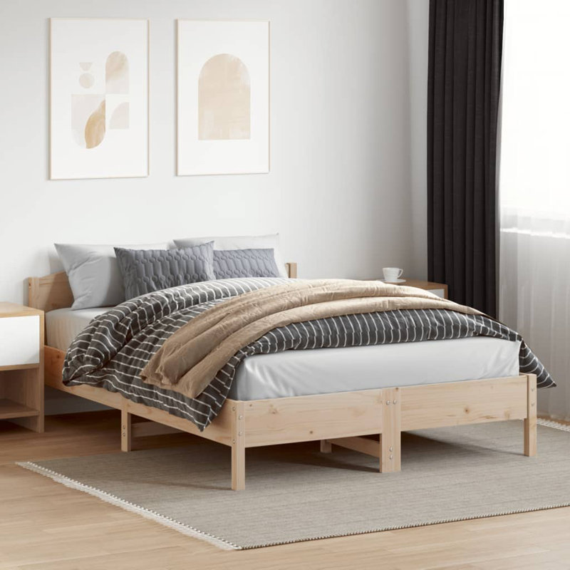 Peggy Solid Wood Bed, Natural, European Kingsize (160 x 200 cm)
