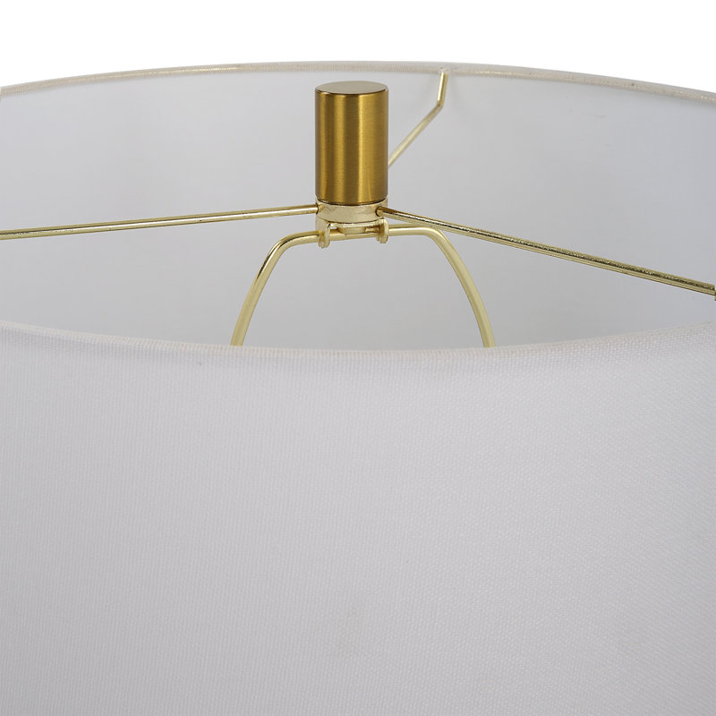 Dark Green Iron Table Lamp with White Linen Shade