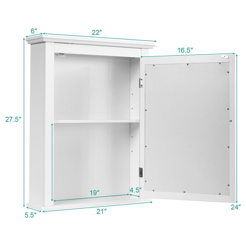 Armoire de rangement pour miroir de salle de bain murale Breakwater Bay, Blanc