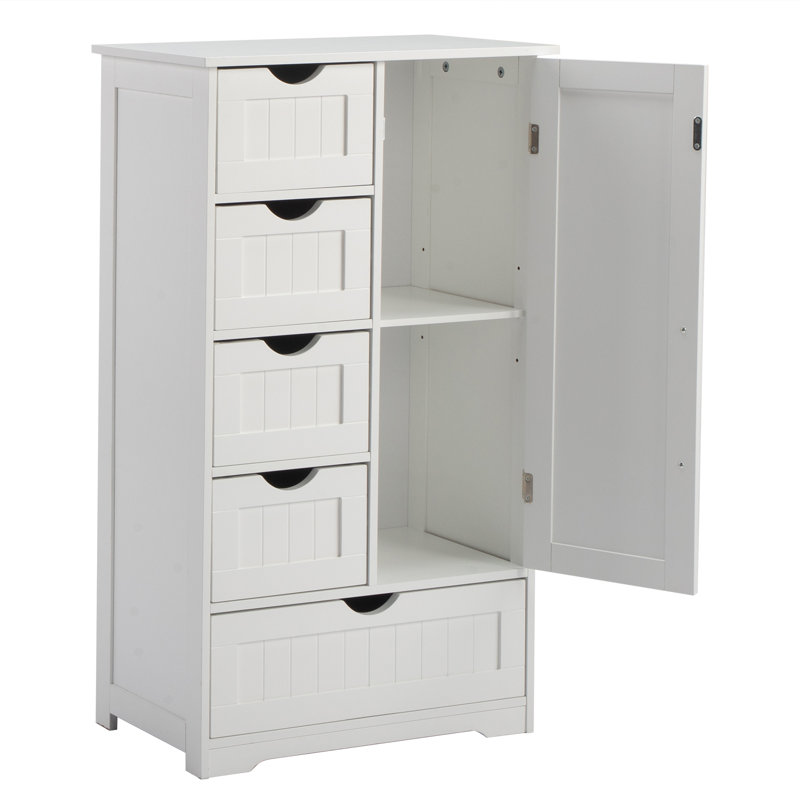 Vertical Stripes Bathroom Storage Cabinet – 56×30×95cm Vanity With 4+1 Drawers & 1 Door, Master Bathroom/small Space Must-have