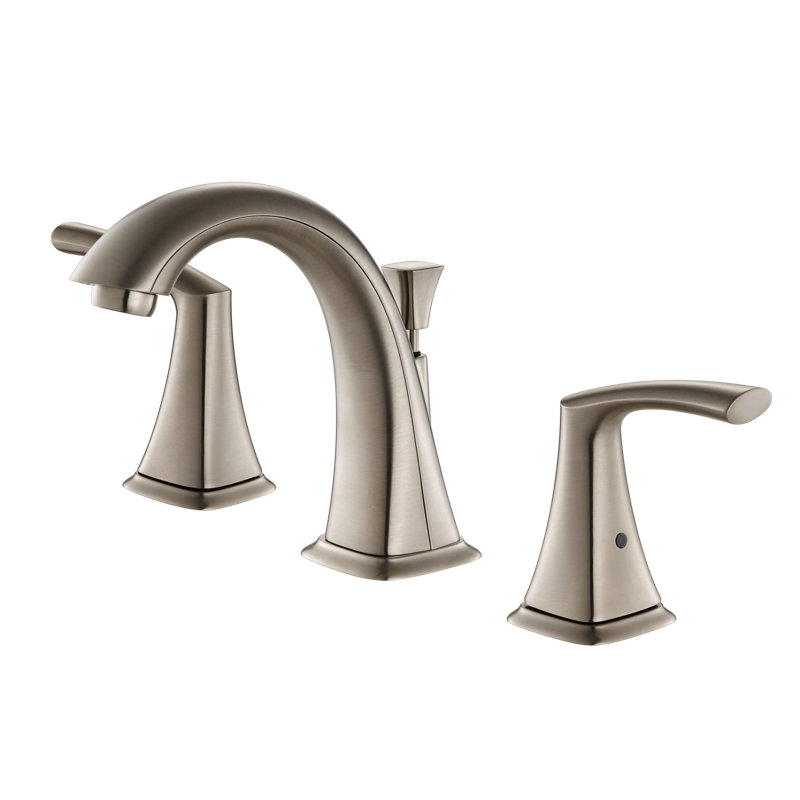 Widespread 2-handle Bathroom Faucet with Drain Assembly, Brushed Nickel