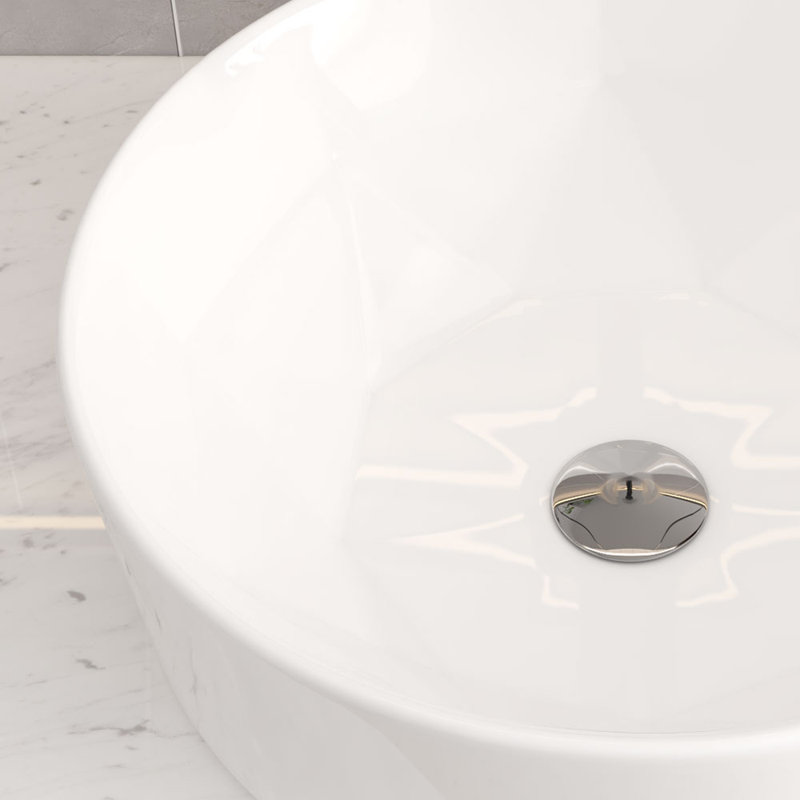 17 Stories 405mm L x 405mm W Marble Ceramic Circular Sink with Overflow