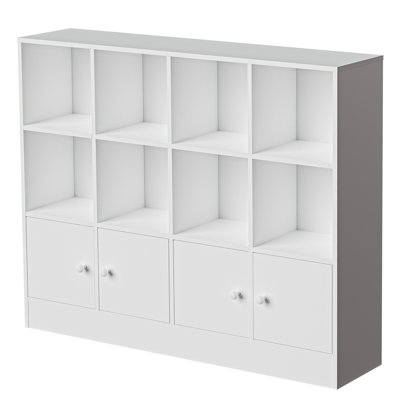 Kayliee 48" W x 40" H 8 Cube Storage Bookcase with 4 Doors by Latitude Run