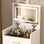 Bureau de coiffeuse 3 en 1 avec miroir à plateau ouvert, petit ensemble de coiffeuse avec bureau en verre visible, coiffeuse de maquillage compacte avec 3 tiroirs, coiffeuse pour chambre à coucher