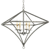 Trion 4 - Light Candle Style Geometric Chandelier with Wrought Iron Accents