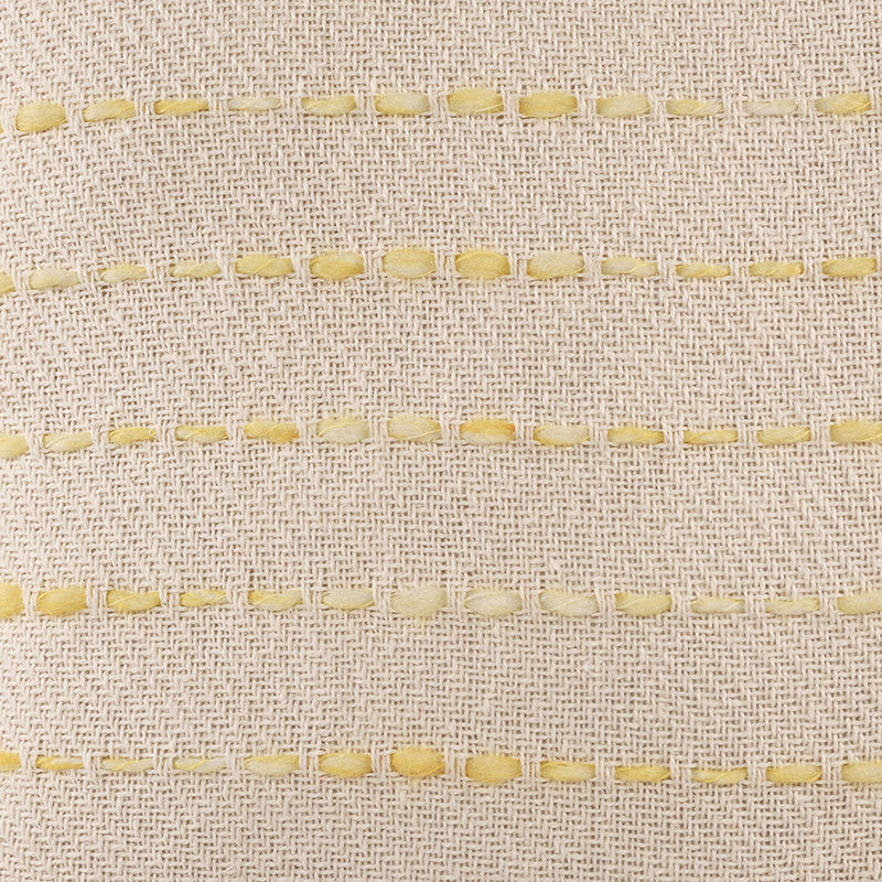 Housse de coussin décorative Fablewyn à bordure, contemporaine, faite à la main, 100 % coton, Yellow/Ivory