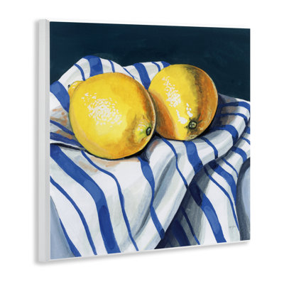 Fresh Kitchen Lemons on Dishtowel Wall Plaque, design by Kate Jarvik Birch