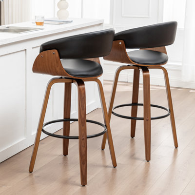 Tabourets pivotants Mid-Century rembourrés en similicuir Devlin