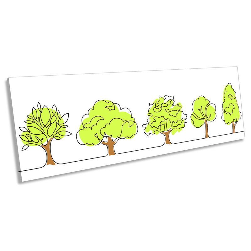 Green Summer Trees Floral - Wrapped Canvas Panoramic Art Prints, 30.48cm H x 91.44cm W