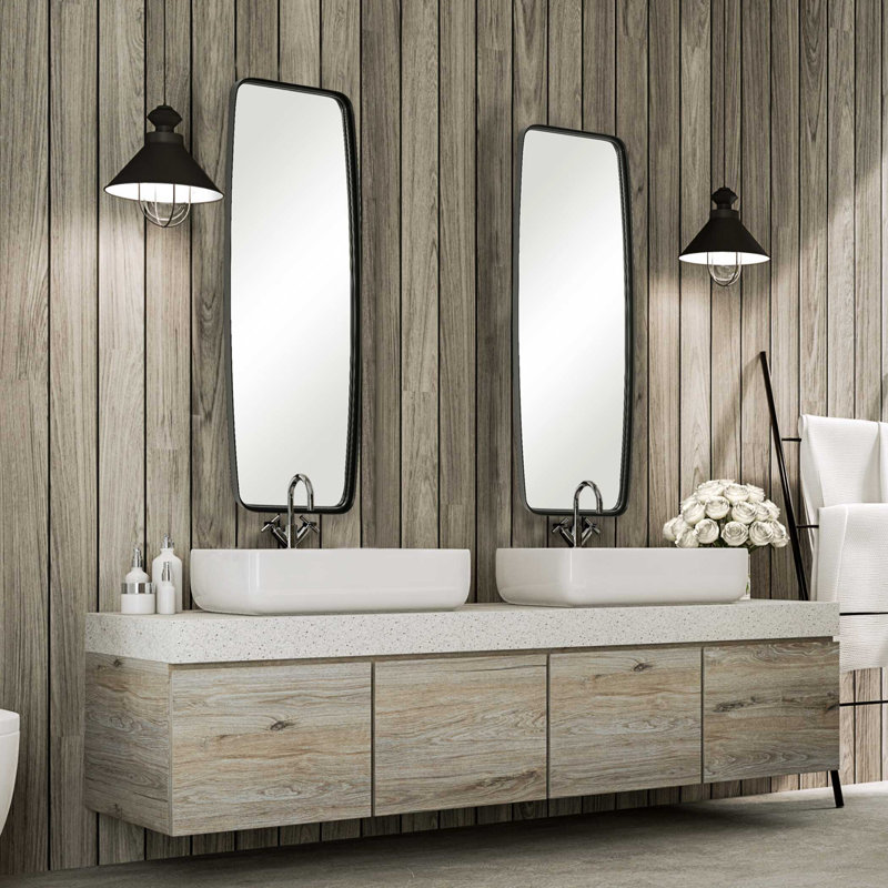 Belle Iron Wall Mirror, 60" x 21", Black